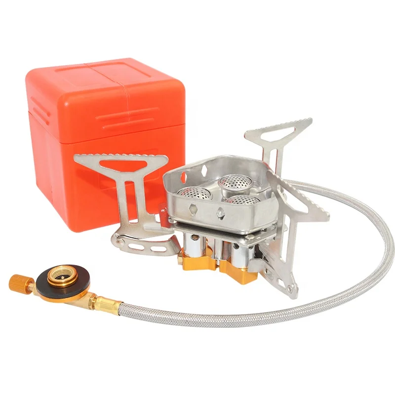 Windproof Propane Folding Mini Cooking Outdoor Camping 3 Burners Portable Camp Gas Stove