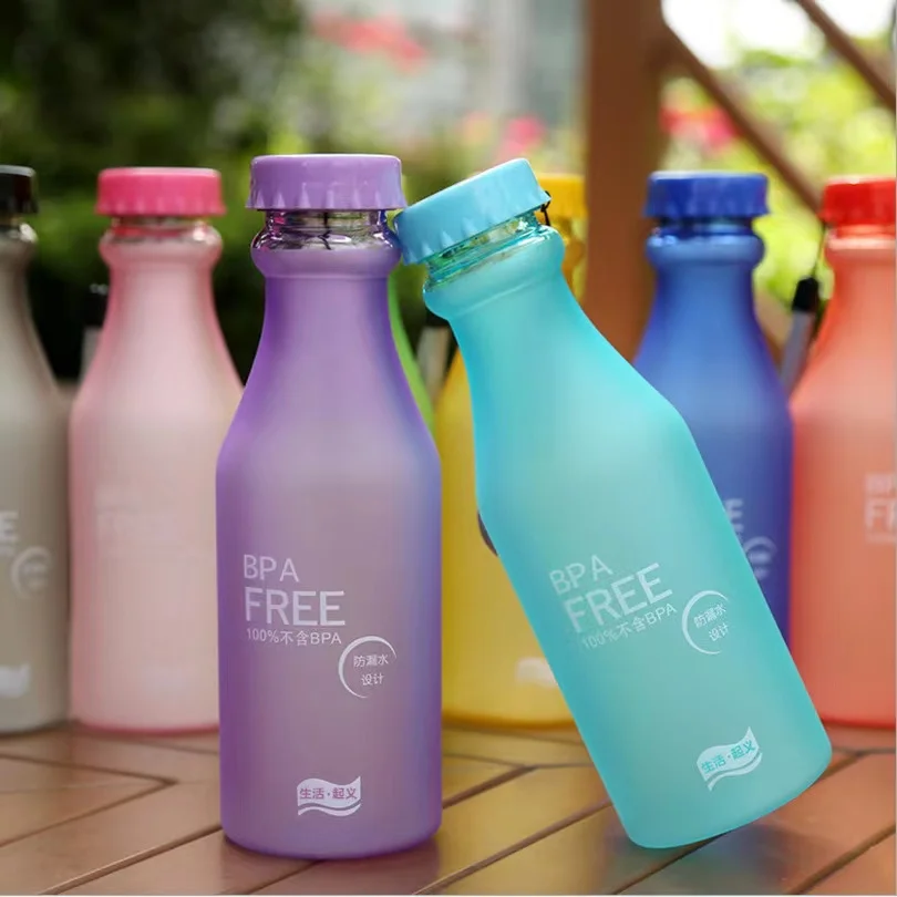 GXP 550ml wholesale portable Candy Color Unbreakable Soda Bottle Plastic frosted sealed water bottle