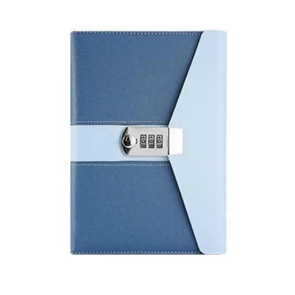 Custom Logo Private Diary Hardware Lock Code Book Password Locking Journal B6 Lined Leather Notebook With Lock