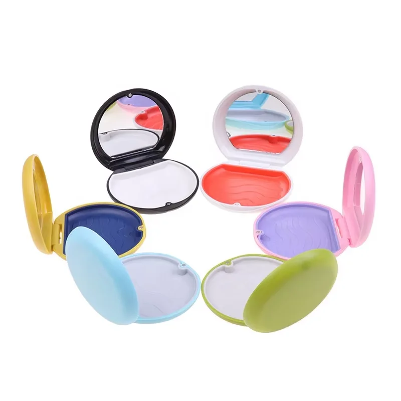 Invisible Plastic Denture Storage Box round Silicon Dental Tray Concealed Dental Equipment Organizer