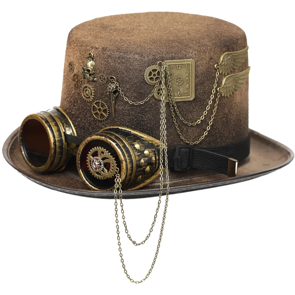 Steampunk Top Hat Halloween Vintage Accessories Black Steampunk Victorian Top Hat For Carnival Party