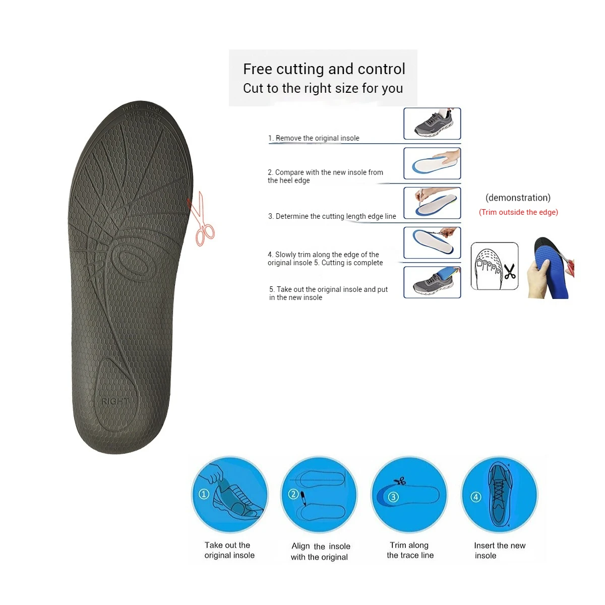 Olian EVA Hardness Cushion Orthotic Flat Feet Insoles For Plantar Fasciitis