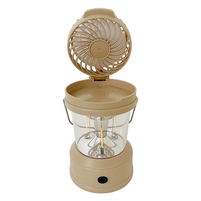 Multifunctional Rechargeable Camping Light Emergency Power Bank Handheld Portable Tent Lamp with Fan and Hook