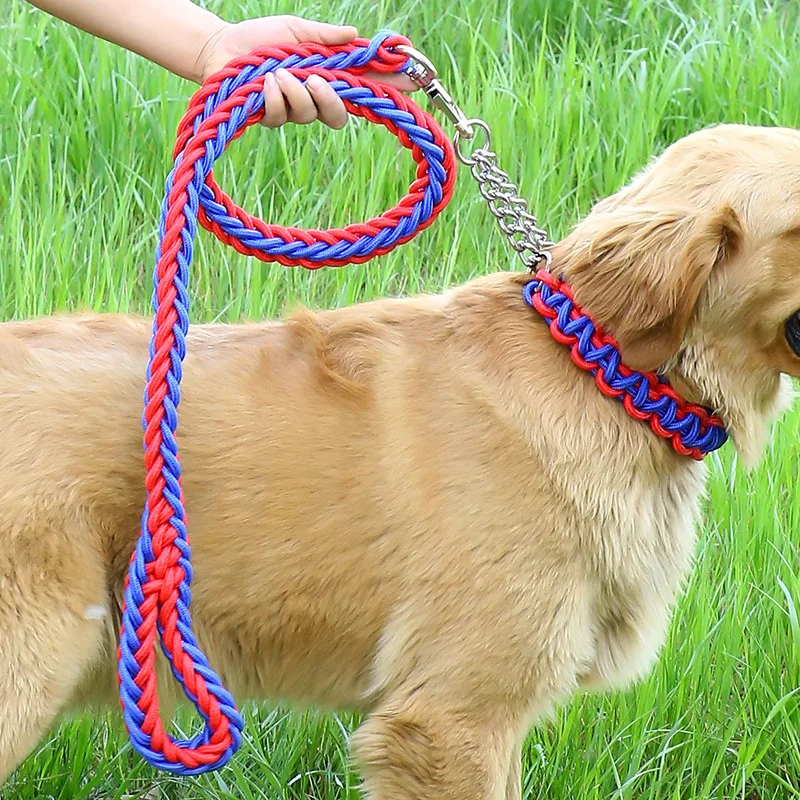 hot sell drop shipping Personalized logo Nylon woven rope Adjustable pet products dog leash collar