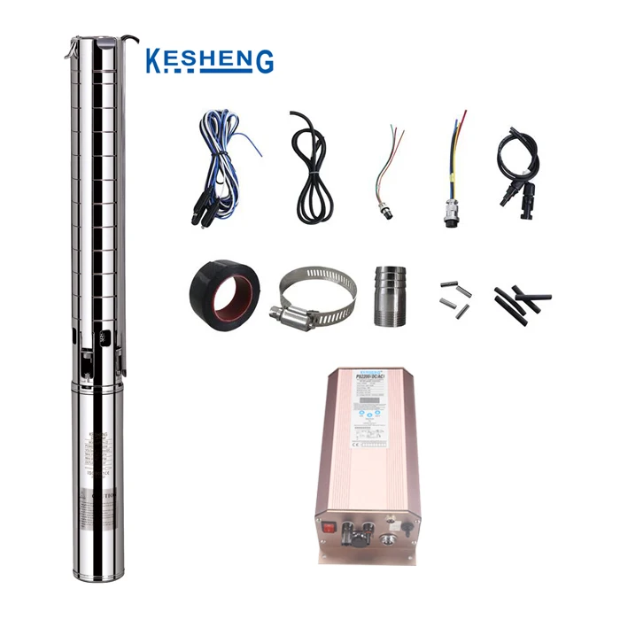 DC Brushless solar submersible water motor pump pumping machine water with MPPT Controller