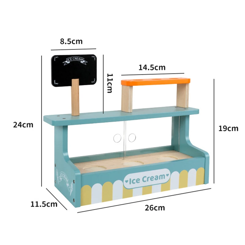 Simulation Ice Cream Set Pretend Play Wooden Montessori Toy Ice-cream Cone Kitchen Food Toys for Kids Preschool Educational