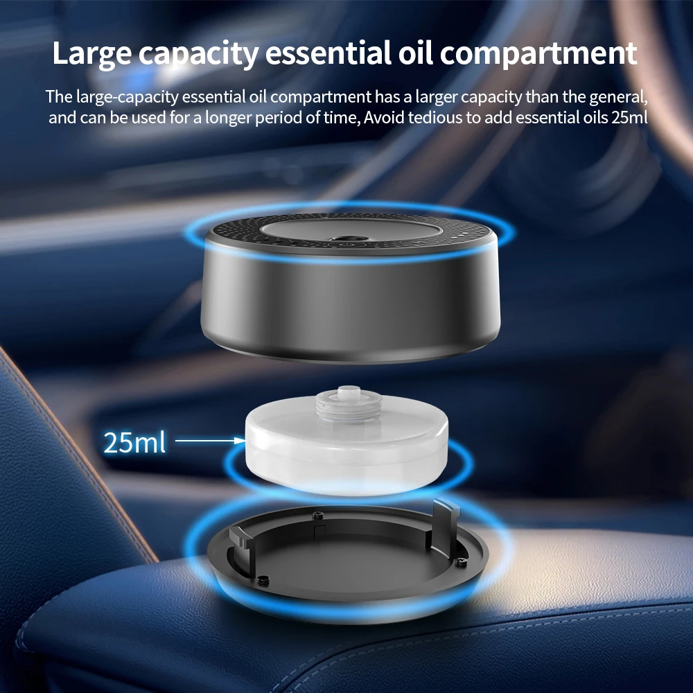 Portable Smart Rechargesble Car Diffuser Machine Timer Black Nano Essential Oil Mini Electric Car Diffuser Spray
