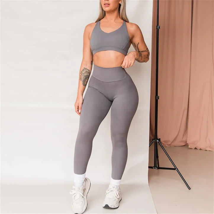 Custom Athletic Wear Workout Gym Set Scrunch Butt Fitness Leggings Compression Yoga Clothes For Women