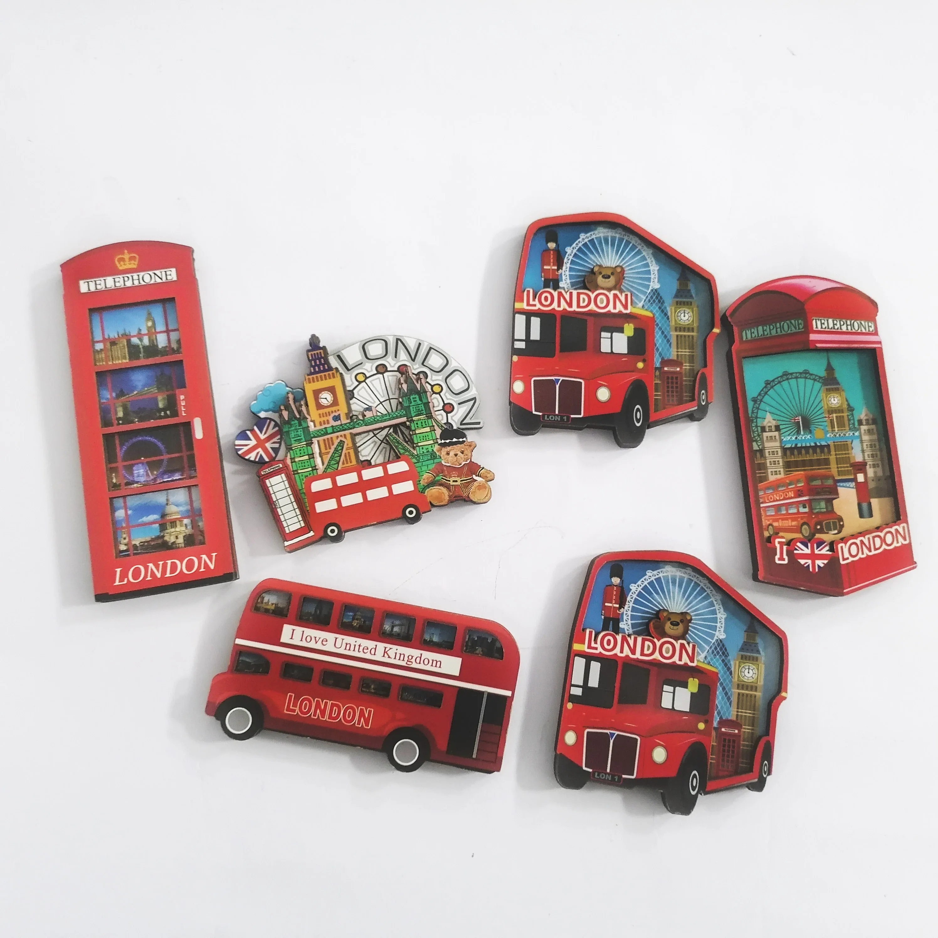 XS Ltd. Custom England London UK City Souvenir Medium 3D Wood Fridge Magnet Magnetic Sticker Foil  Material for Tourist Gifts