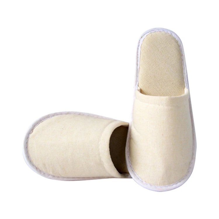 Wholesale High Quality Hotel Canvas Linen Slippers Yellow Disposable Hotel Slippers