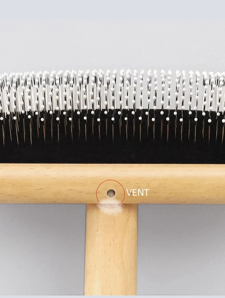 PET Slicker brosses PET Slicker Brushes with Curved Stainless-Steel Bristles to Remove Loose Fur,Tangles,Mats with wood handle