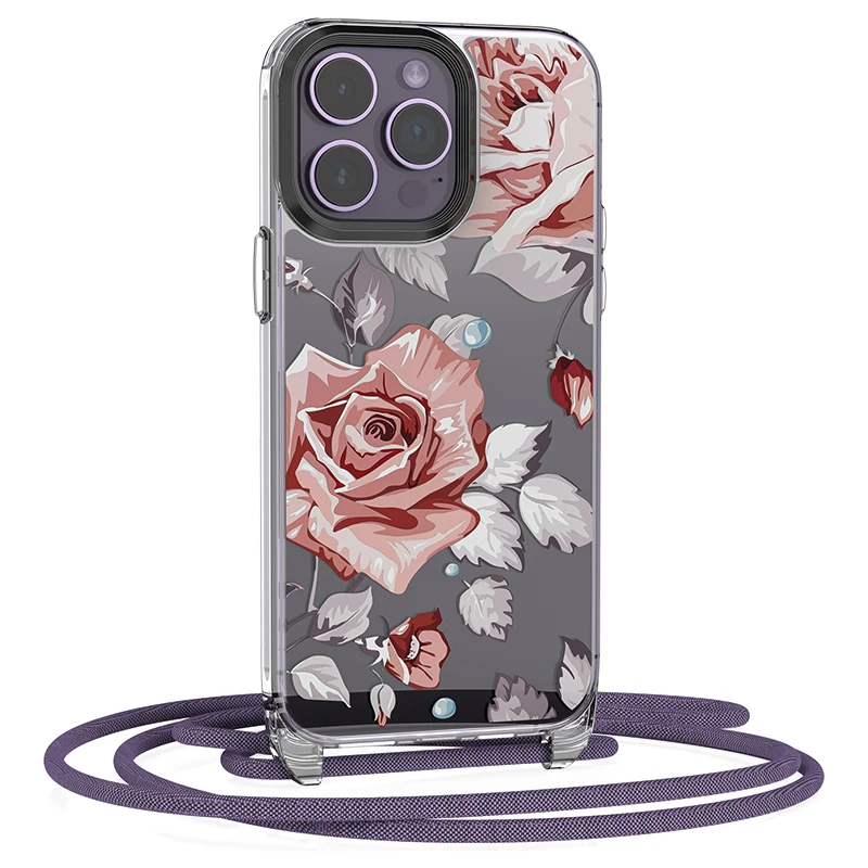 Anti-fall Crossbody Shoulder  Lanyard Phone Cover For IPhone 13 14 Custom Patterned Lanyard Phone Case