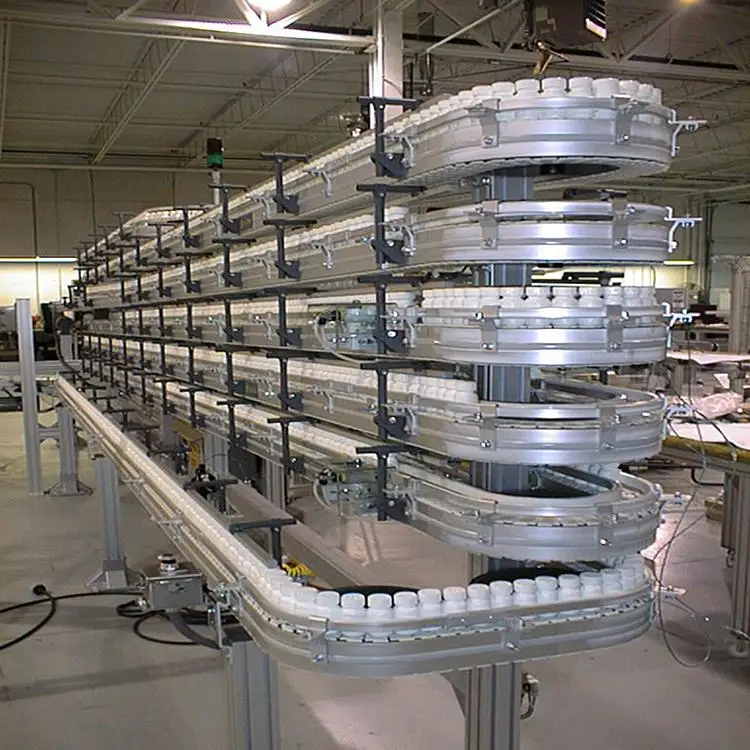 Spiral Buffer Tower Flexible Chain Conveyor System for Beverage Industry