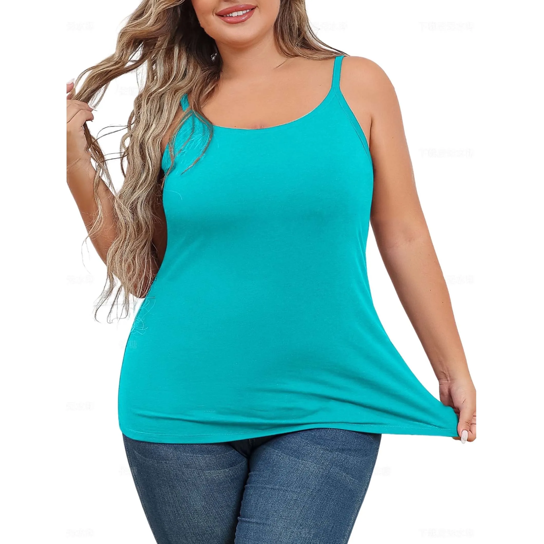 Super soft Plus Size Tank Tops for Womens Adjustable Strap Cotton Undershirt