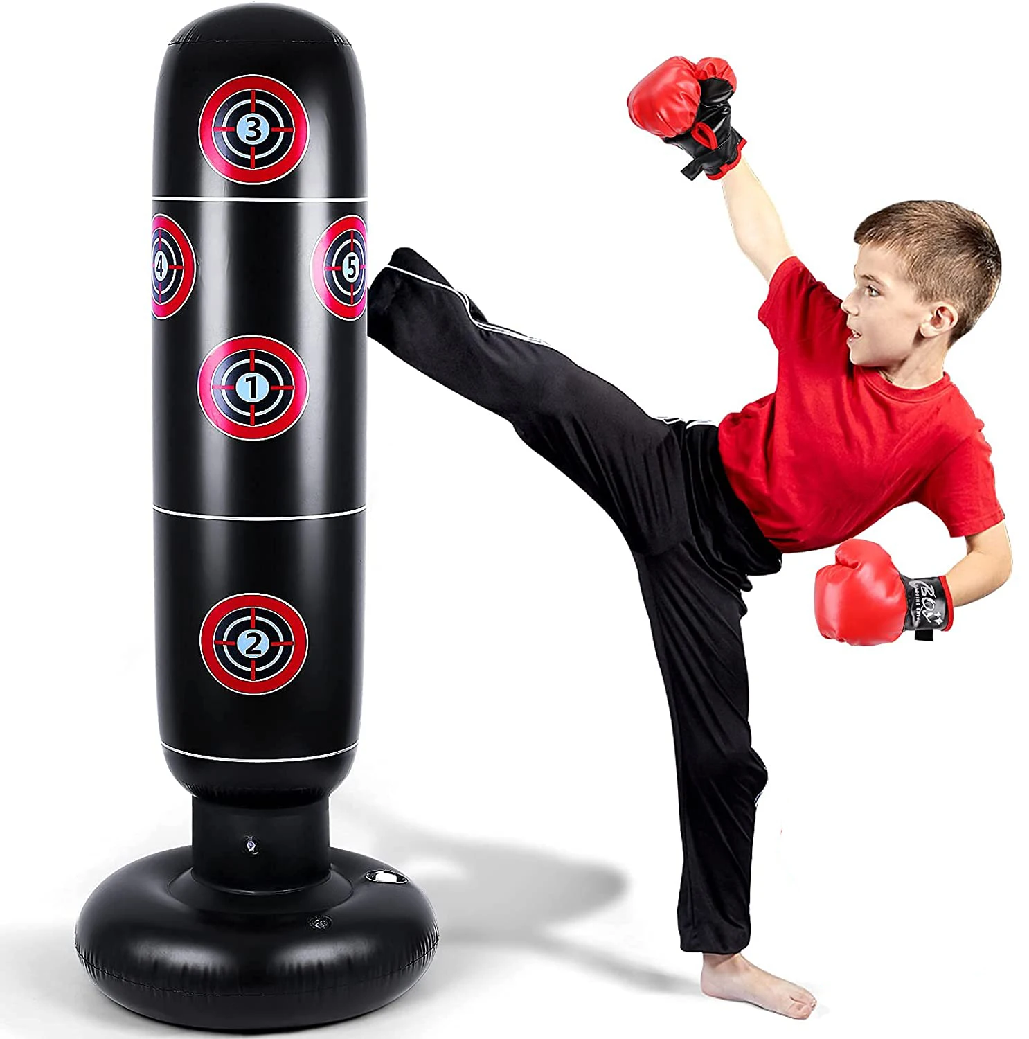 Inflatable Punching Bag for Kids Inflatable Kid Boxing Bag Children Sports Toy Free Standing Bounce Back Tumbler for Sparring