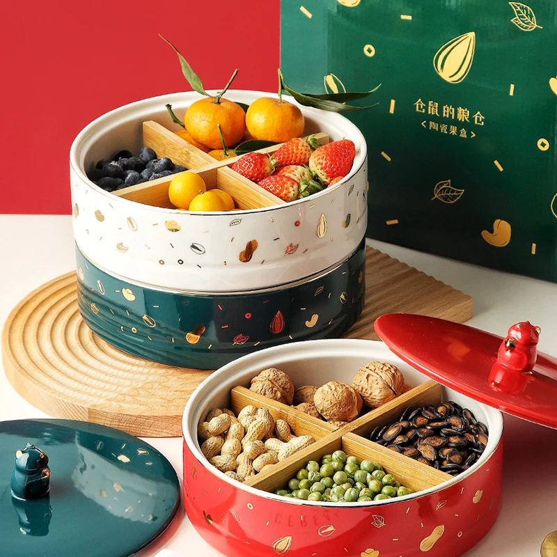 Nordic Style Ceramic Tableware Household Candy Tray Dried Fruit Snack Box Snack Storage Box