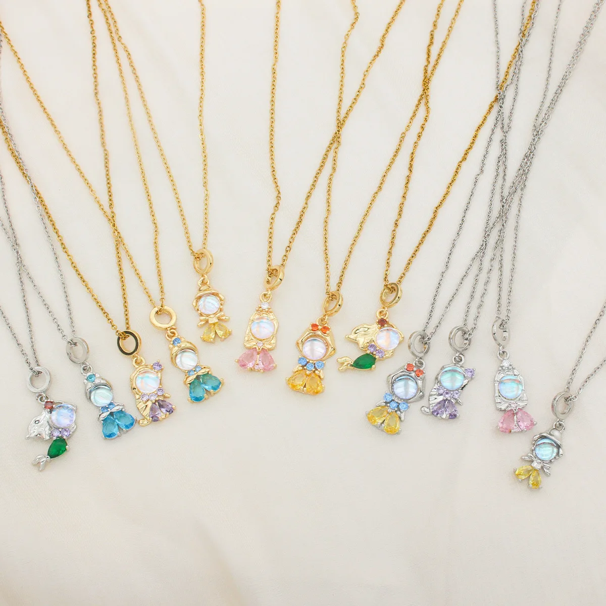 ODM Fashion Zircon Stainless Steel Pendant Necklace Cute Little Fairy Princess Necklace For Girl