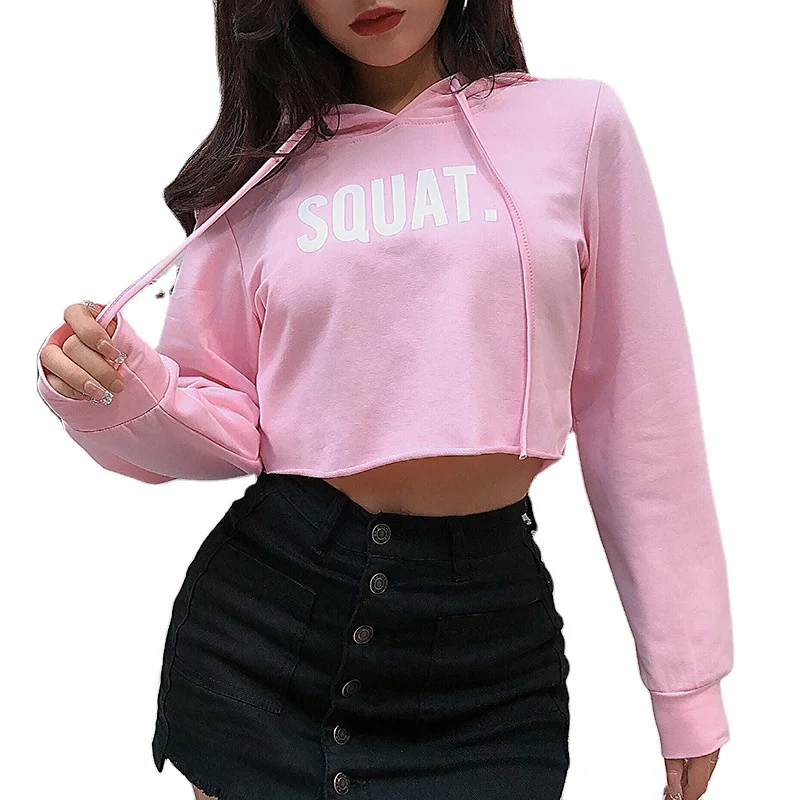 Осенний женский свитер с капюшоном в европейском и американском стиле с буквенным принтом, свободная куртка, топы с перекрестными краями