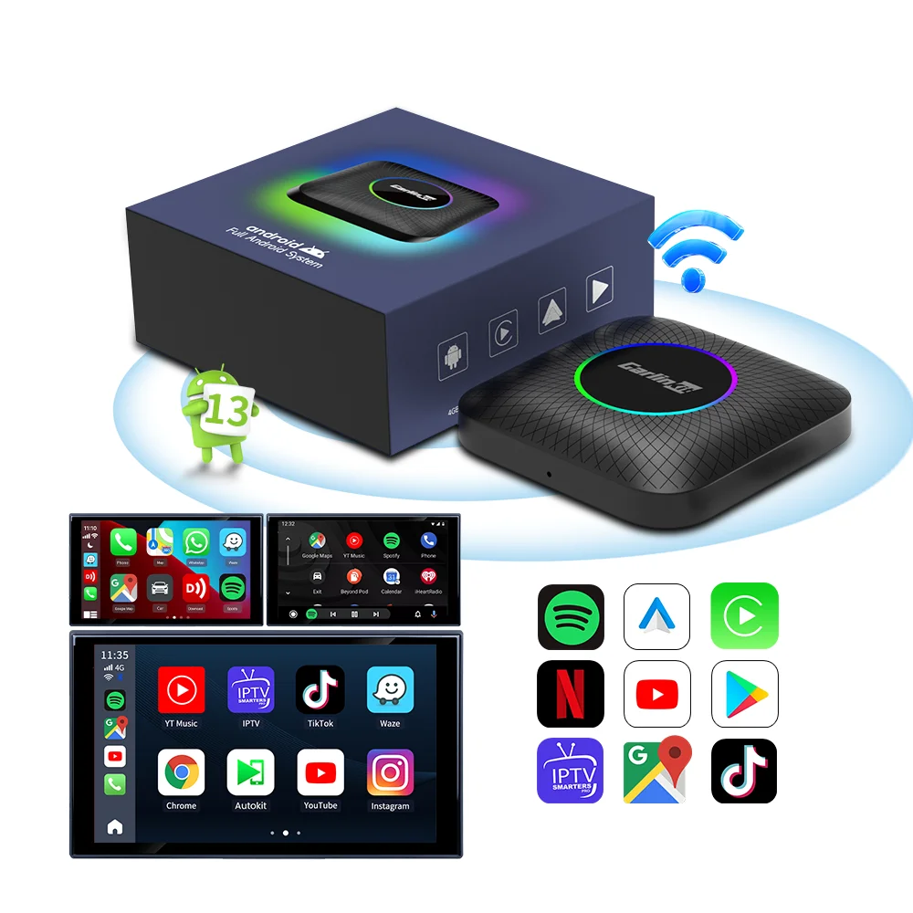 Carlinkit 4GB 64GB car video WIFI upgrade media Android auto Carplay Receiver Android smart ai box car play for Apple youtube