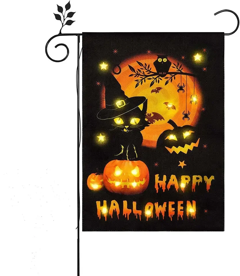 Sunshine Manufacturer Custom Double Sided Sublimation Outdoor Yard Decoration Customized Seasonal Halloween Garden Flags