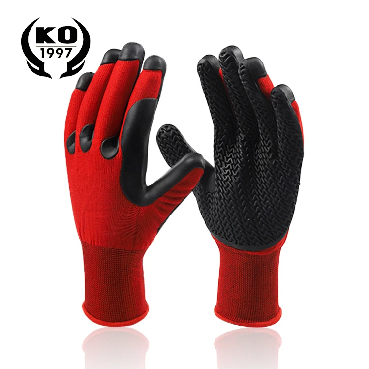 
polyster TPE protection Anti-vibration dipping gloves cut level shock proof work gloves 