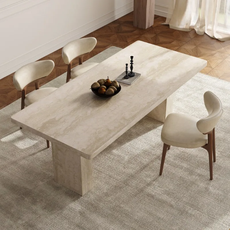 Light luxury home Furniture Hot Selling Modern Design Sintered Stone Table with 6 Chairs stone marble dining table