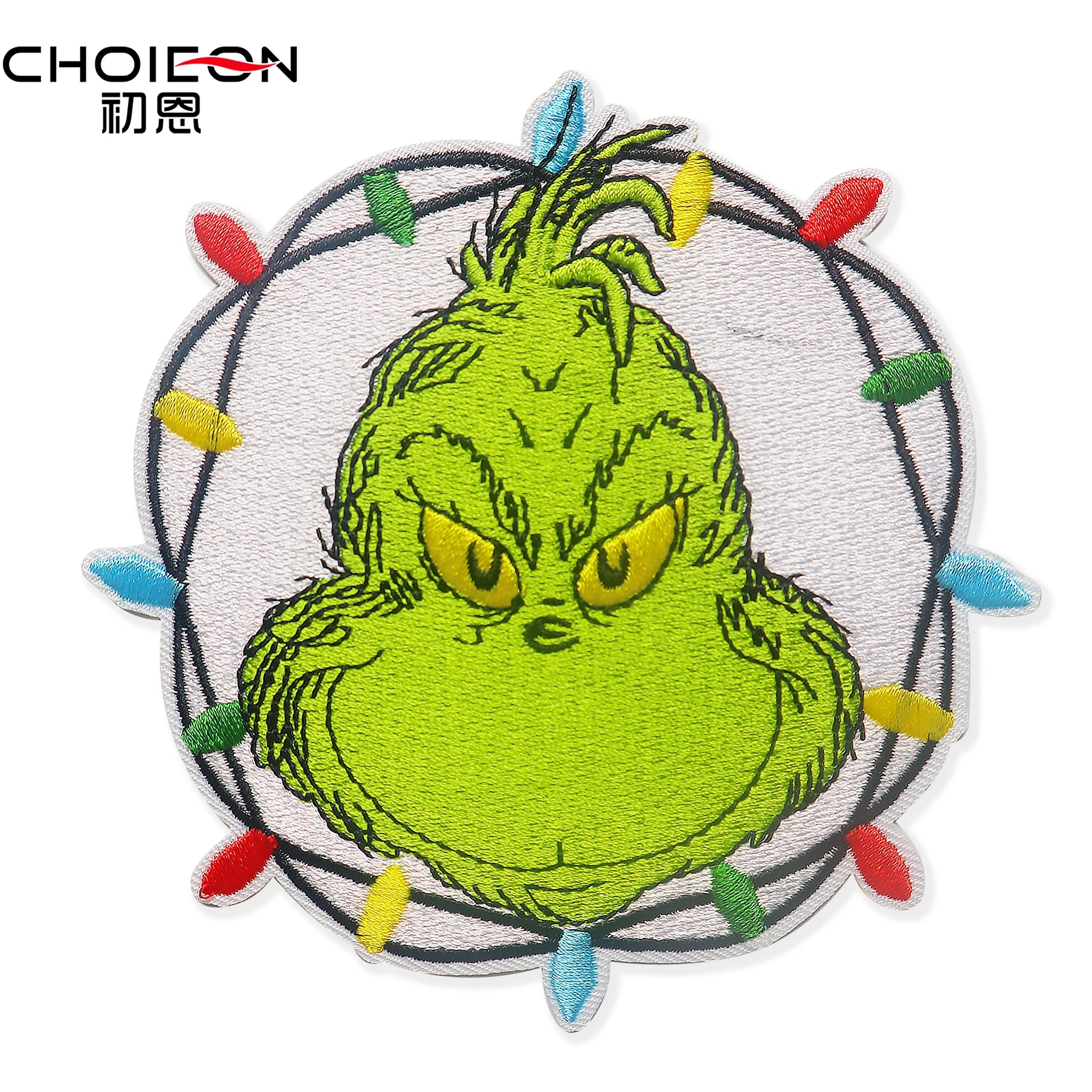 New Gold Glitter Grinchs Christmas Embroidery Patch Custom Christmas Santa Claus Hat Letter Patches