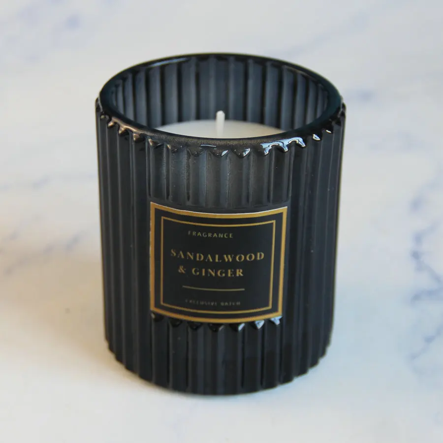 Soybean Wax Scent Candle Gift Organic Natural Fragrance Oil Long Burning Custom Bulk Ribbed Glass Jar Scented Candles With Box