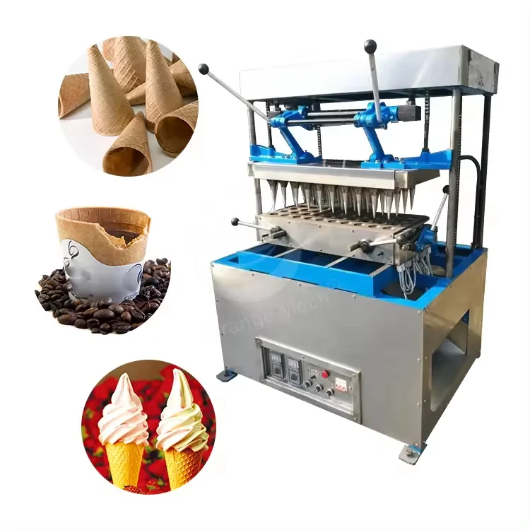 Commercial Semi Automatic Soft Waffle Ice Cream Cone Wafer Making Machine / Edible Waffle Coffee Cone Cup Maker