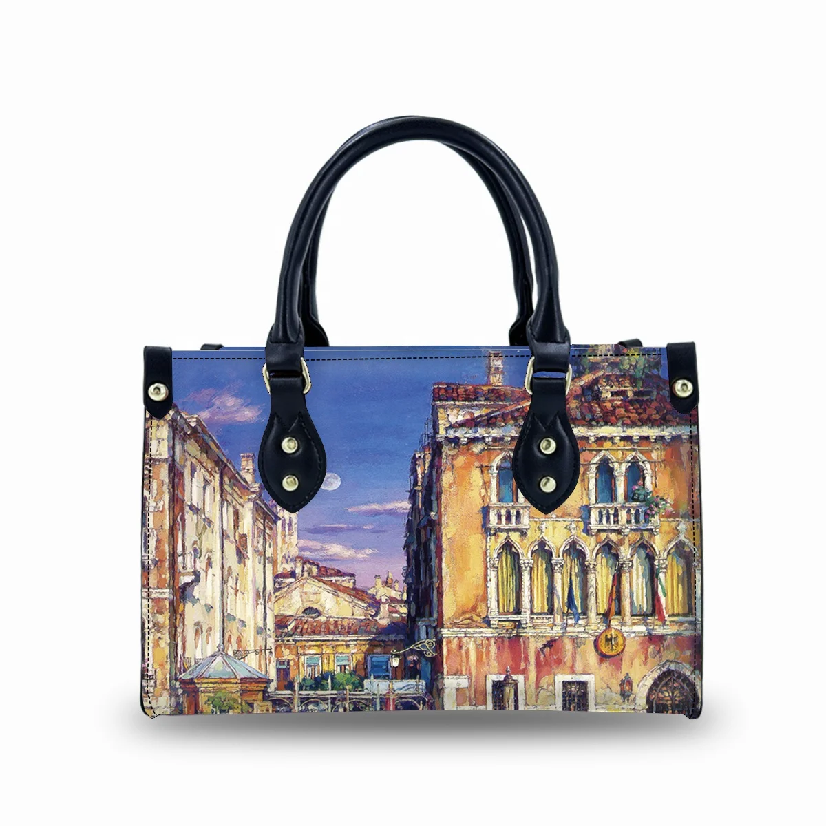 Designer City Pattern Luxury Handbags For Women 2023 Ladies Hand Bags Hard Botton Tote Bag Custom Large Tote Bag