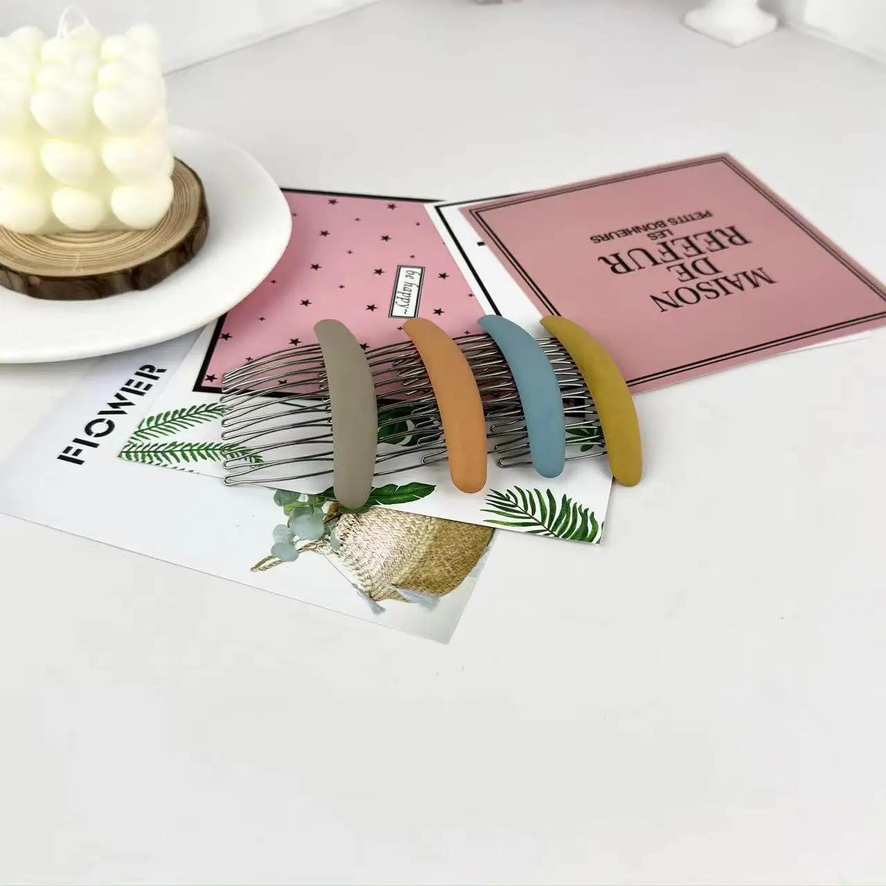 Frosted Metallic Hair Comb Fashion All-Match Comb Non-Slip Fringe Clip Hair Accessory