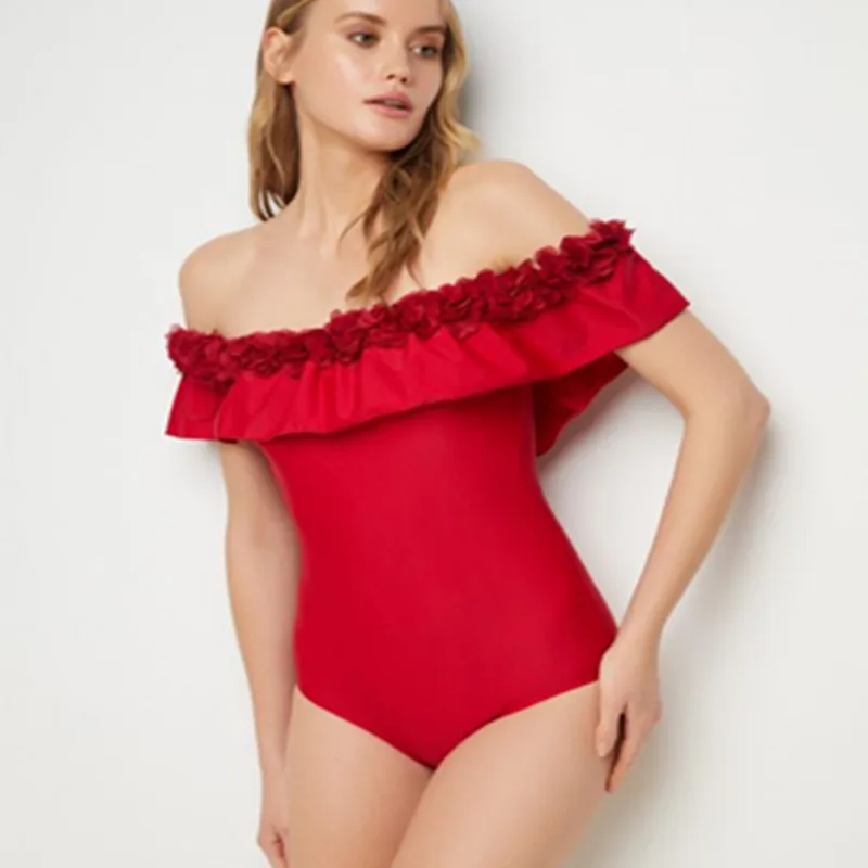 Bright Red Hot Sexy Girl Wallpaper Bikini Soft Hand feel 18 Teen Hot Sexy Bikini Young Girl One shoulder Swimwear