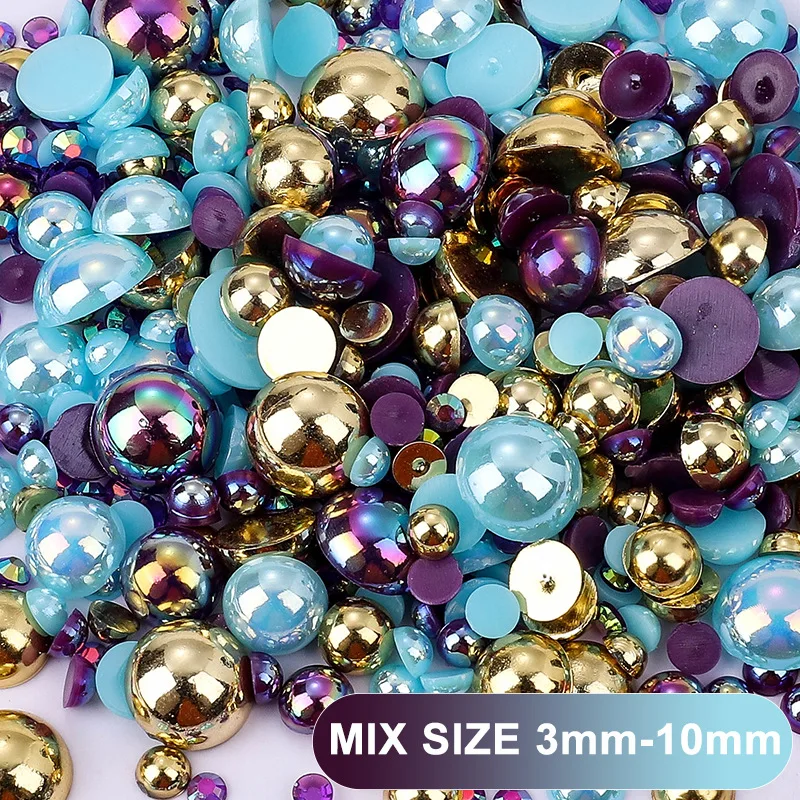 Juli Mixed Package Resin Rhinestone Clothing Accessories ABS Flat Back Decoration Half Round Pearl For DIY Nail Art Accessories