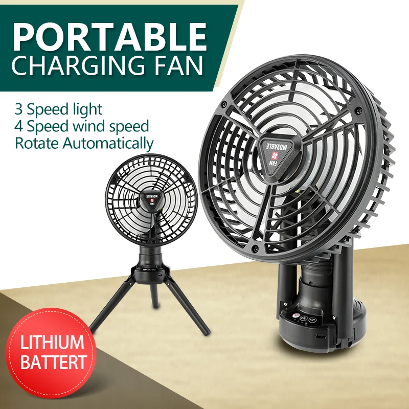 Hot Selling 7500mah Household outdoor camping Remote Control Desk Fan Led Ceiling Camping Light Fans With  Tripod