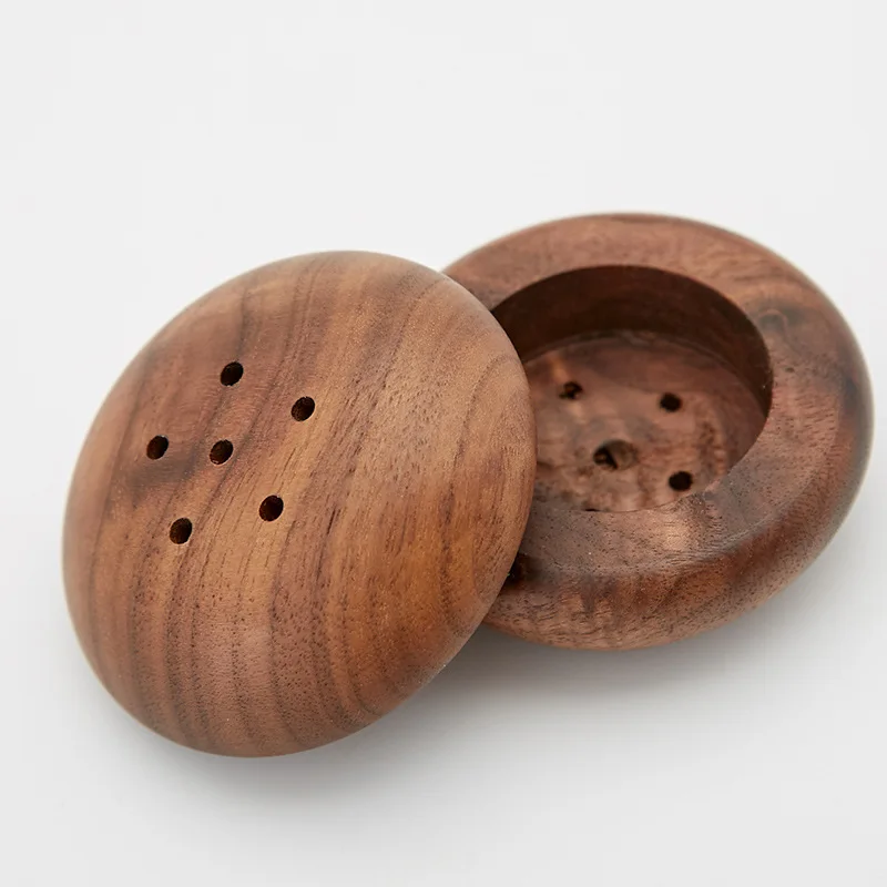 Custom Logo Japanese Style Solid wood toothpick holder box black walnut wooden mushroom cute shape storage kitchen