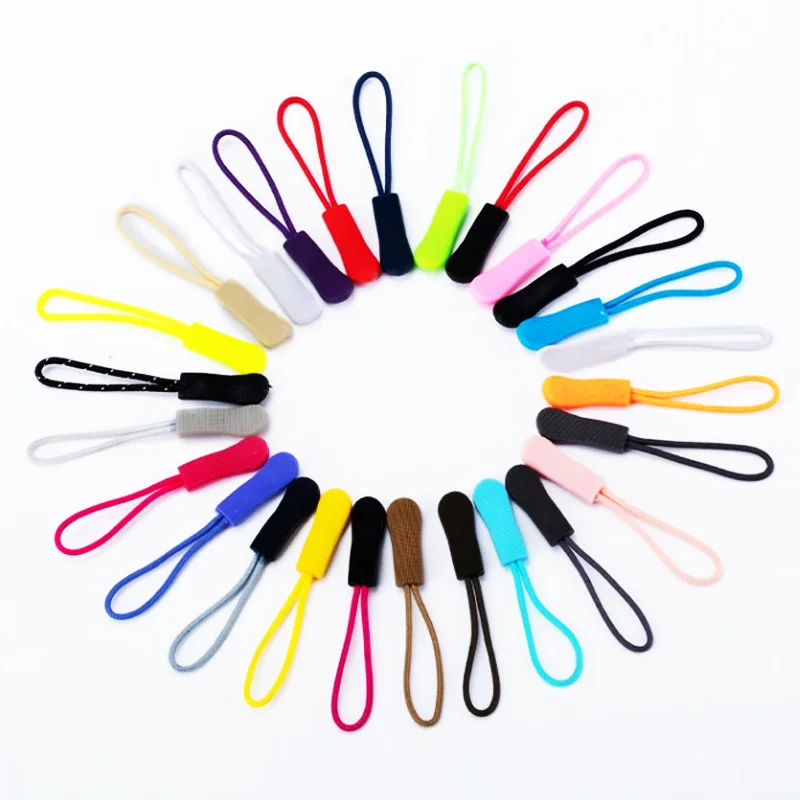 Clothing Plastic Zipper Sliders Silicone Non Lock Handle Tail String Pull Painted