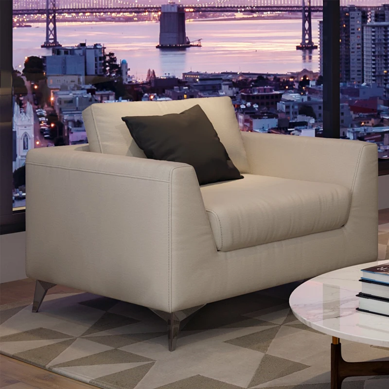 Wholesale Family Room Furniture Minimalist Leisure Sofa White Leather Couch