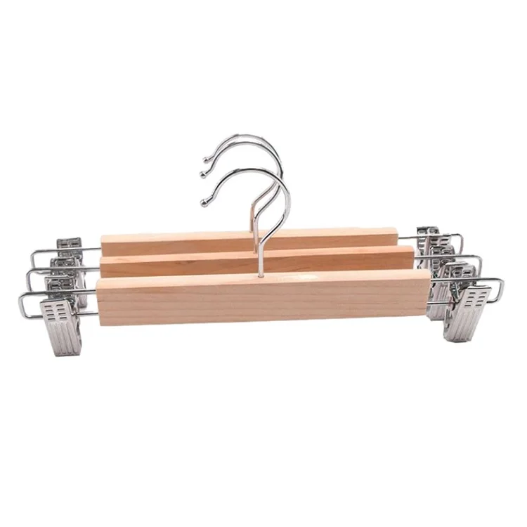 Best Sales Wood Hangers Multi-Functional trouser hanger rack hooks clothes store wooden pants hanger clip