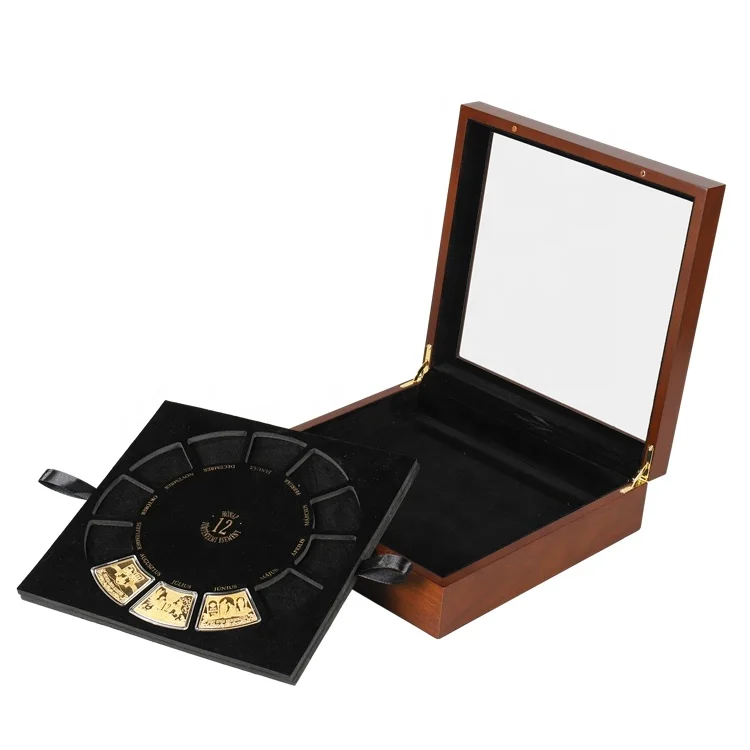 Заводская оптовая продажа изготовленная на заказ коробка витрины деревянных монет элегантная медаль медальон витрина упаковка подарочная