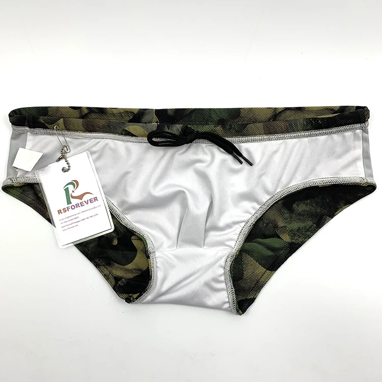 Quick Dry Custom Logo Fashion Swimwear Sublimation Swim Trunks Low Rise Sexy Male Bikini Swimming Briefs