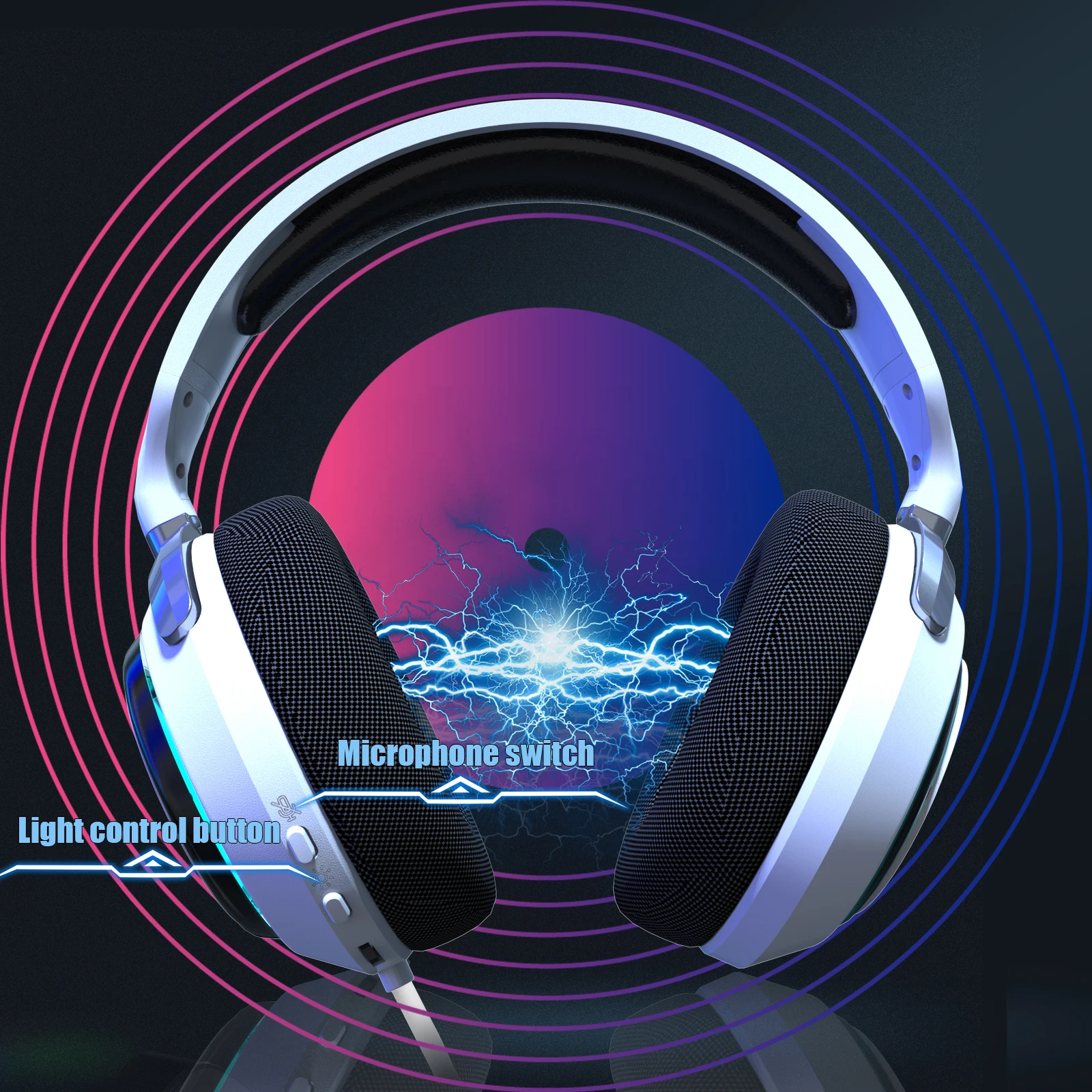 Head-mounted game headset gaming headset virtual surround sound with microphone