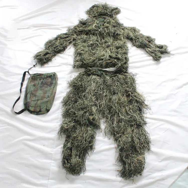  Камуфляжное пончо Ghillie с объемными листьями камуфляжная накидка невидимый костюм военный CS охотничий для леса