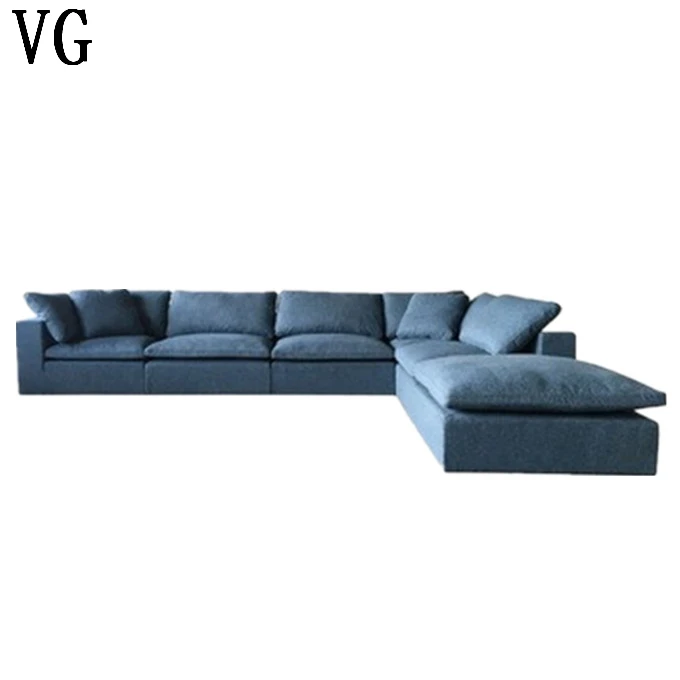 
Concise America style popular living room furniture sectional couch L shape cloud sofa 