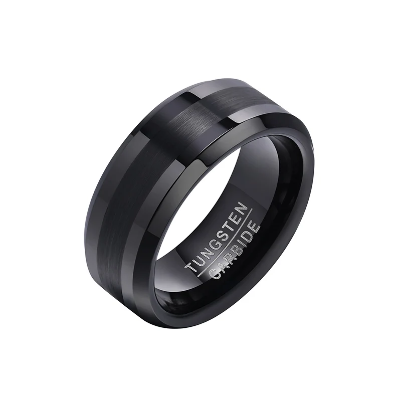 Plated Men Jewelry Personalized Ring Tungsten Carbide Rings Gift Gold Matt Metal Vintage Classic Style 8MM Engagement Ring 12pcs