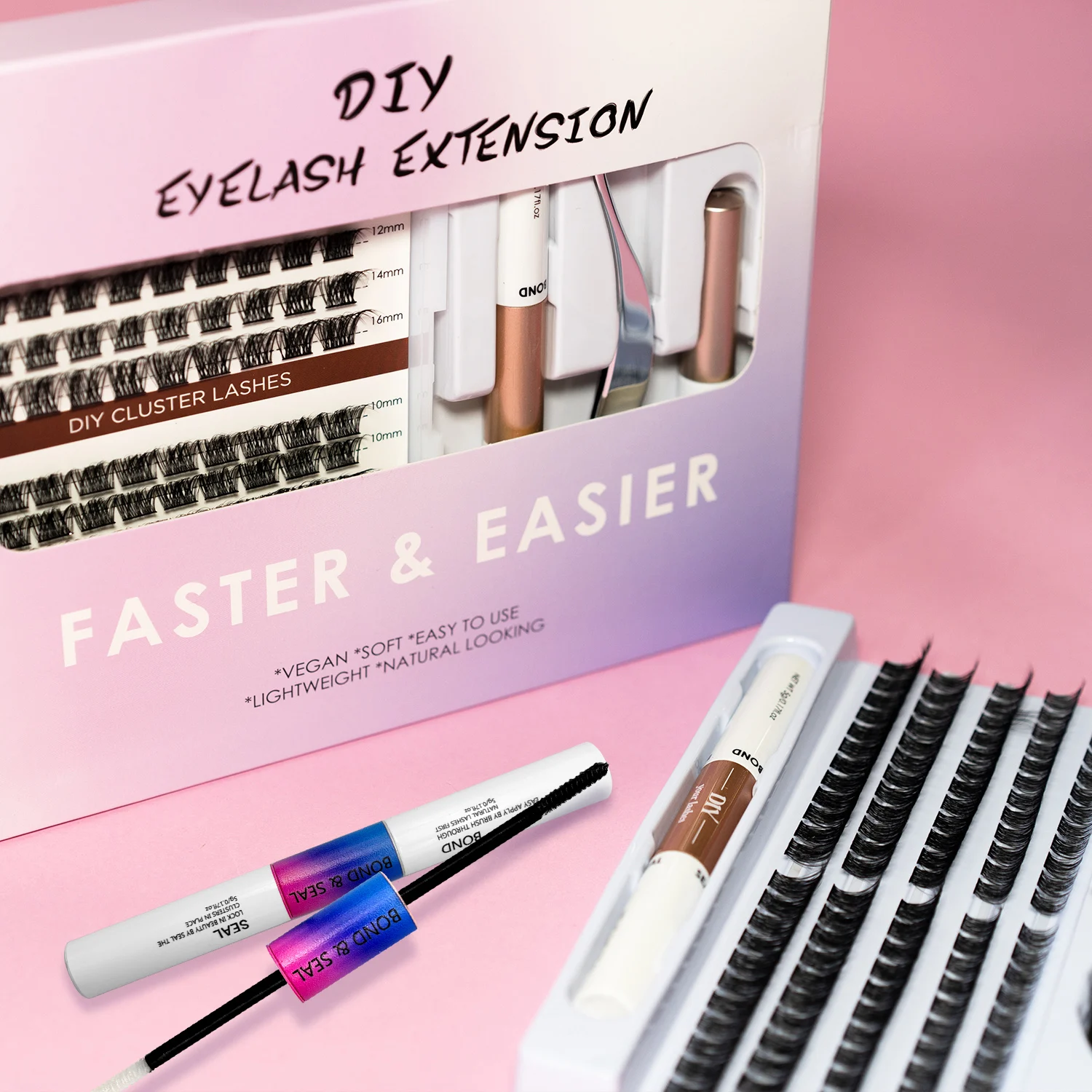 Medylashes Eyelash Extensions Kit Private Label Natural Cluster Lashes Kit Diy Lash Sealant And Bond Cluster Diy Ribbon Lashes