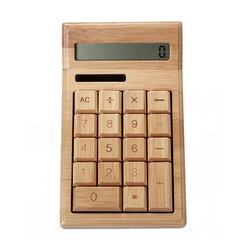 eco-friendly Bamboo Calculator creative gifts 12 Digits Dual Power Wood Calculator