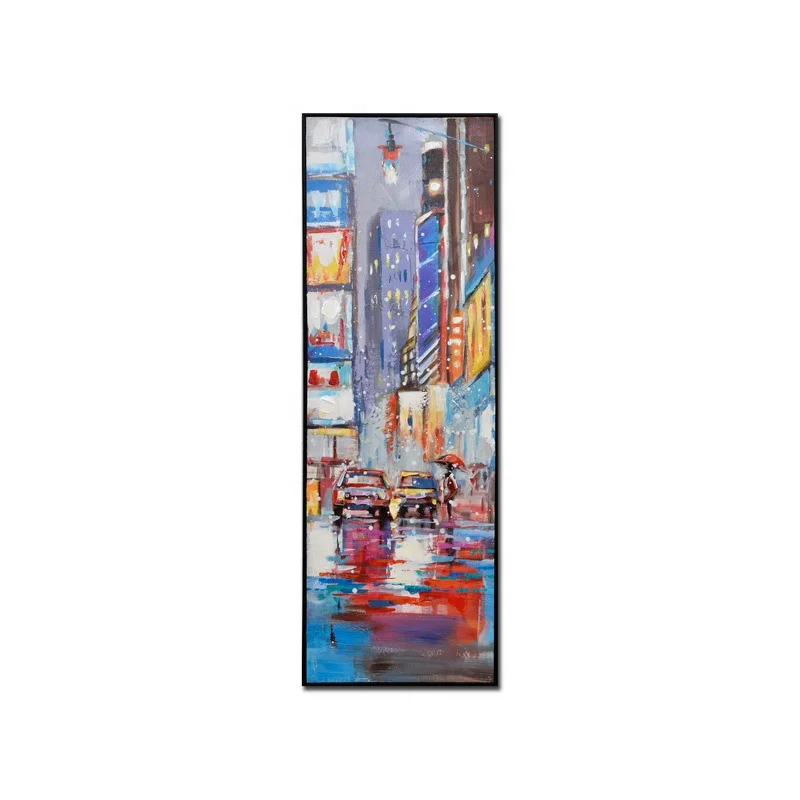 
3 panel combination cityscape handmade colorful canvas painting wall art 