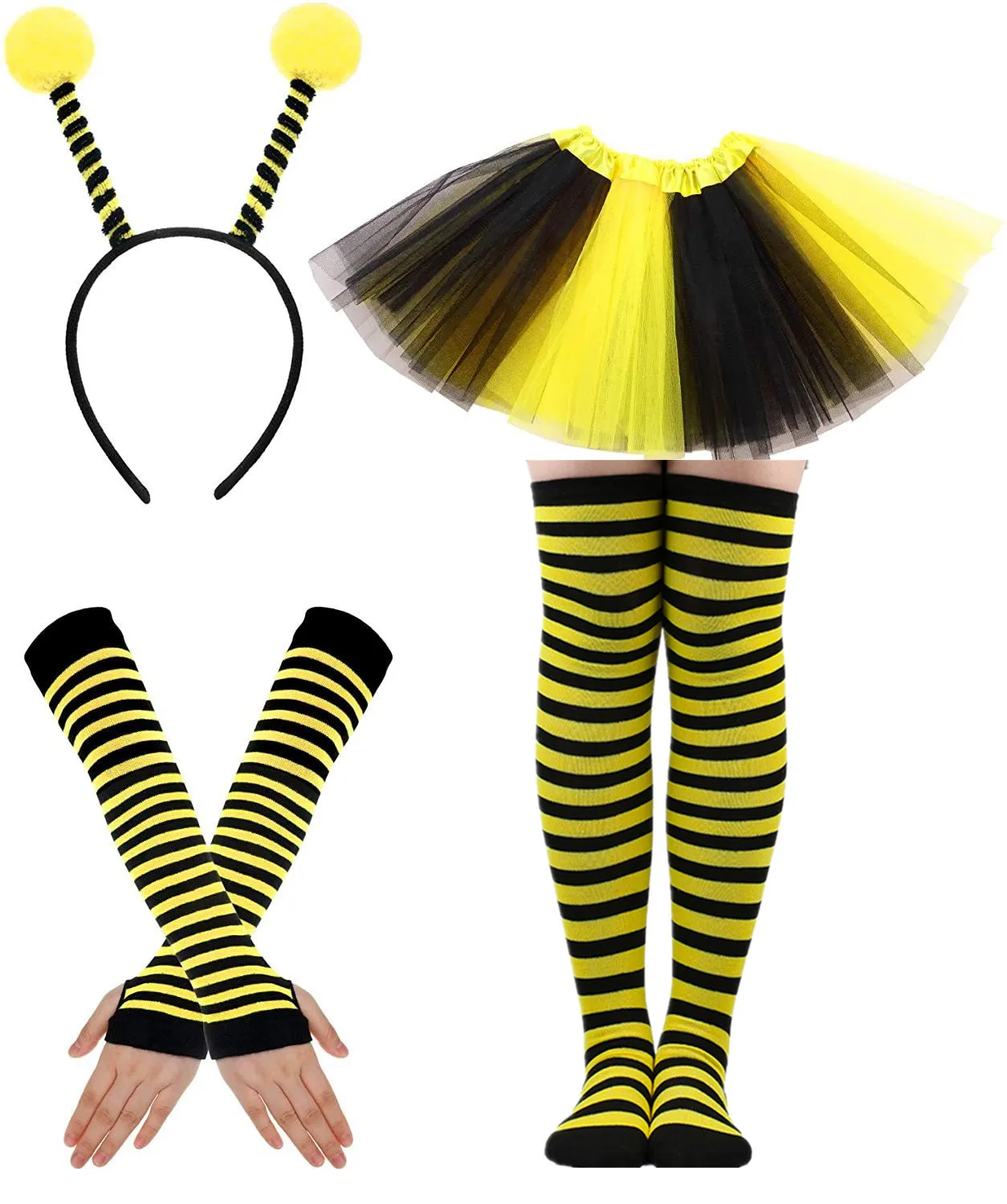 Halloween Party Accessories Miraculous Ladybug Costume Bumble Bee for Women Tutu Skirt Headband Gloves Stocking for Girls