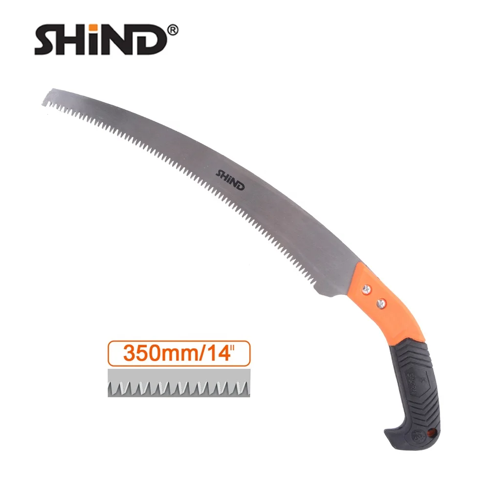 SHIND 94649 High Quality Plastic Handle Pruning Saw High Speed Steel Deep Sharpen Teeth Wood 350mm Carton Customized Logo 72pcs