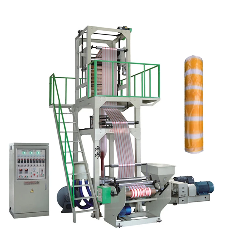 Multi color screw two color striped extruder HDPE film blowing machinery double color winder blown film extruder machine
